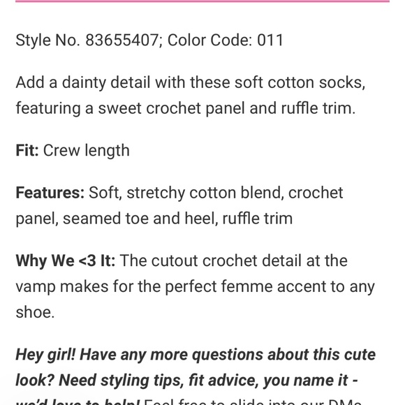 FREE PEOPLE NWT Rubies Crochet Lace Crew Socks Ivory Cotton One Size - Picture 5 of 8